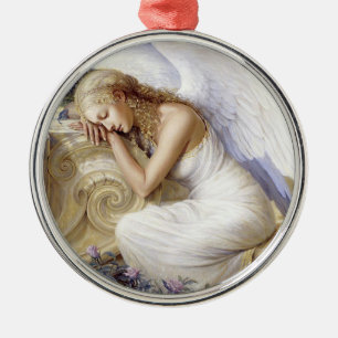 mooie witte engel metalen ornament