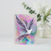 Mooie Witte Etherale Waterverf Dove Briefkaart (Staand voorkant)
