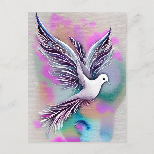 Mooie Witte Etherale Waterverf Dove Briefkaart (Voorkant)