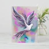 Mooie Witte Etherale Waterverf Dove Feestdagenkaart (Staand voorkant)
