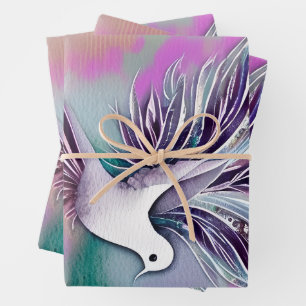 Mooie Witte Etherale Waterverf Dove Inpakpapier Vel