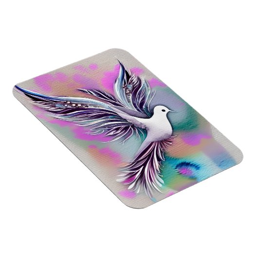 Mooie Witte Etherale Waterverf Dove Magneet (Rechterzijde)