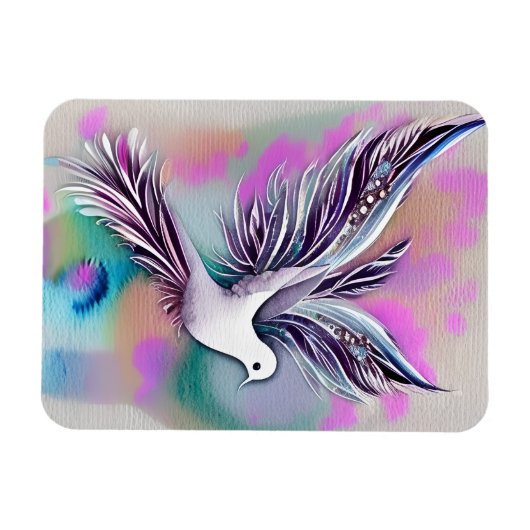 Mooie Witte Etherale Waterverf Dove Magneet (Horizontaal)
