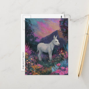 Mooie Witte Ezel 's Nachts Briefkaart