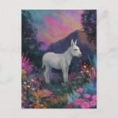 Mooie Witte Ezel 's Nachts Briefkaart (Voorkant)