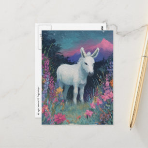Mooie Witte Ezel 's Nachts in Bergen Briefkaart