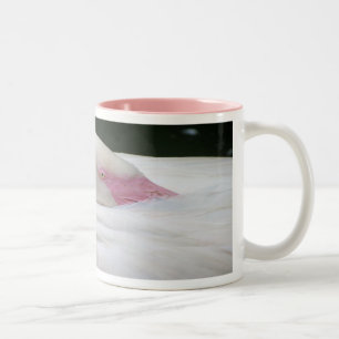 Mooie witte flamingo tweekleurige koffiemok