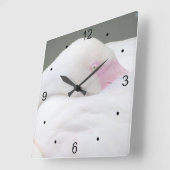 Mooie witte flamingo vierkante klok (Hoek)