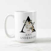 Mooie witte Floral Gold Accepten Monogram A Koffiemok (Links)