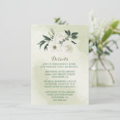 mooie witte floral greenery bruiloft details informatiekaartje (Staand voorkant)