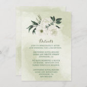 mooie witte floral greenery bruiloft details informatiekaartje (Voorkant / Achterkant)