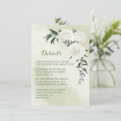 mooie witte floral greenery bruiloft details informatiekaartje (Staand voorkant)