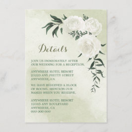 mooie witte floral greenery bruiloft details informatiekaartje