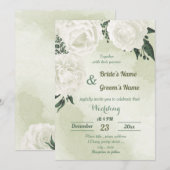 mooie witte florale bruine bruiloft kaart (Voorkant / Achterkant)