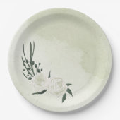 mooie witte florale bruine bruiloft papieren bordje (Voorkant)