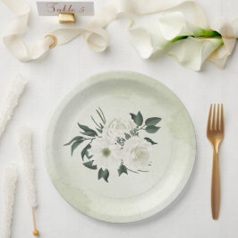 mooie witte florale bruine bruiloft papieren bordje