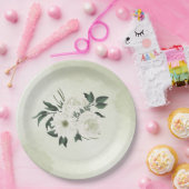 mooie witte florale bruine bruiloft papieren bordje (Feest)