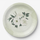 mooie witte florale bruine bruiloft papieren bordje (Voorkant)