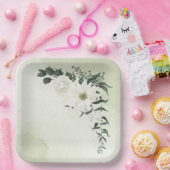 mooie witte florale bruine bruiloft papieren bordje (Feest)