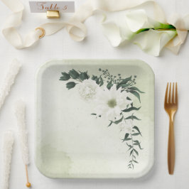 mooie witte florale bruine bruiloft papieren bordje