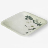 mooie witte florale bruine bruiloft papieren bordje (Gebogen)