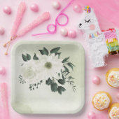 mooie witte florale bruine bruiloft papieren bordje (Feest)