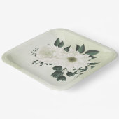 mooie witte florale bruine bruiloft papieren bordje (Gebogen)