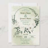 mooie witte florale bruine bruine bruiloft kaart (Voorkant)