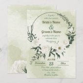 mooie witte florale bruine bruine bruiloft kaart (Voorkant / Achterkant)