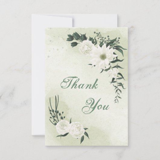 mooie witte florale groenery bedankkaart (Voorkant)
