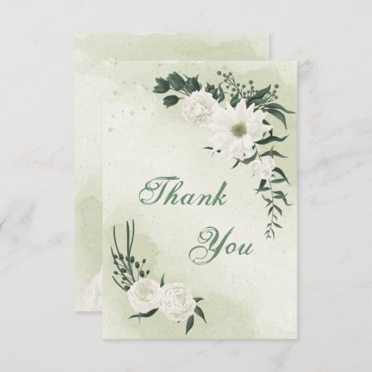 mooie witte florale groenery bedankkaart (Voorkant / Achterkant)