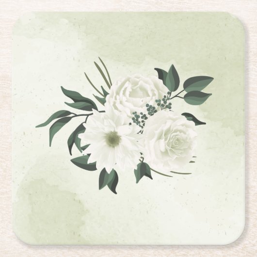 mooie witte florale groenery kartonnen onderzetters (Voorkant)