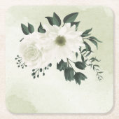 mooie witte florale groenery kartonnen onderzetters (Voorkant)