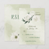 mooie witte florale groenery RSVP kaartje (Voorkant / Achterkant)