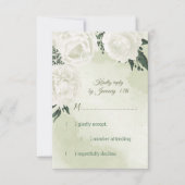 mooie witte florale groenery RSVP kaartje (Voorkant)