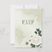 mooie witte florale groenery RSVP kaartje (Achterkant)