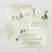 mooie witte florale groenery RSVP kaartje (Voorkant / Achterkant)