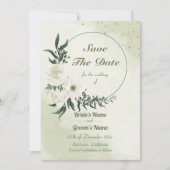 mooie witte florale kreet save the date (Voorkant)