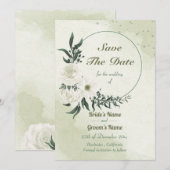 mooie witte florale kreet save the date (Voorkant / Achterkant)