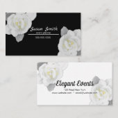 Mooie witte Gardenia ventilator op zwart Visitekaartje (Voorkant / Achterkant)