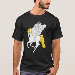 Mooie Witte Gele Pegasus Vliegende Paard T-shirt