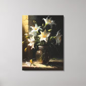 Mooie witte gelies in Vase Fine Art Canvas Afdruk (Voorkant)