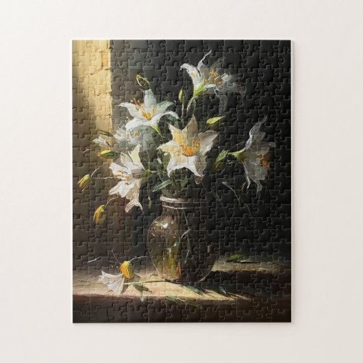 Mooie witte gelies in Vase Fine Art Legpuzzel (Verticaal)