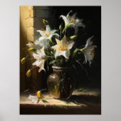 Mooie witte gelies in Vase Fine Art Poster (Voorkant)