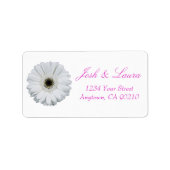 Mooie Witte Gerbera Daisy | Bloemadres Etiket (Voorkant)