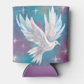 Mooie witte Glitter Peace Dove Blikjeskoeler (Voorkant)