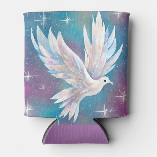 Mooie witte Glitter Peace Dove Blikjeskoeler (Voorkant)