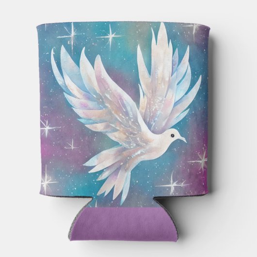 Mooie witte Glitter Peace Dove Blikjeskoeler (Achterkant)