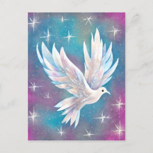 Mooie witte Glitter Peace Dove Briefkaart