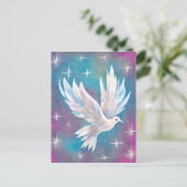 Mooie witte Glitter Peace Dove Briefkaart (Staand voorkant)